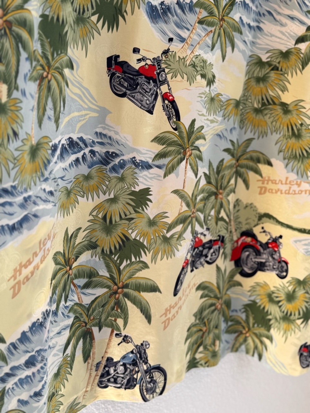 Harley-Davidson x Tori Richard 100% Silk‎ Hawaiian Shirt XL Tropical Motorcycle - Picture 6 of 10